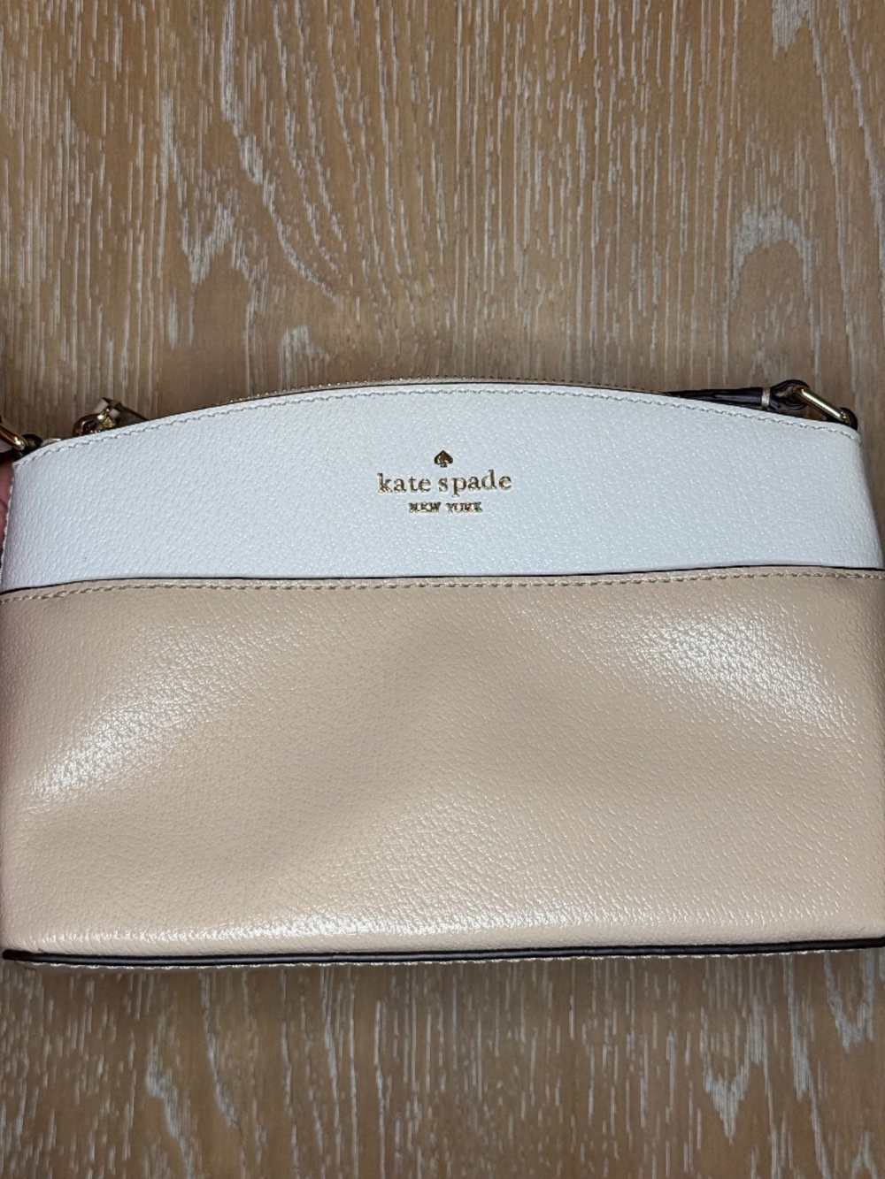 small neutral cream & taupe purse crossbody bag gold hardware